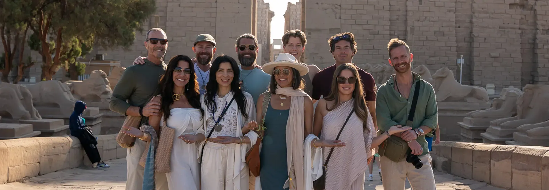 Retreat group on the avenue of sphinxes at Karnak