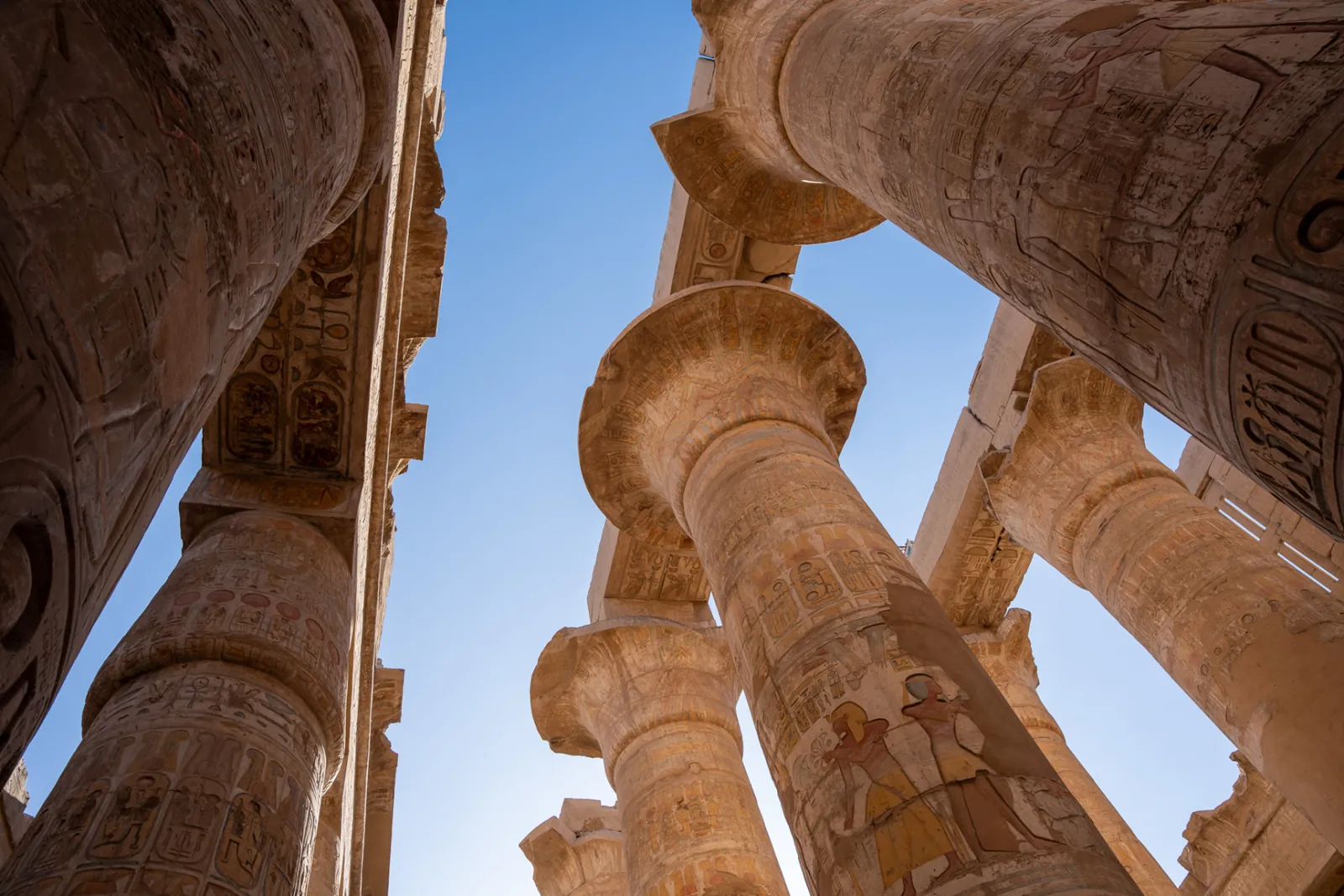 Carved papyrus columns of the Great Hypostyle Hall, Temple of Amun-Ra, Karnak