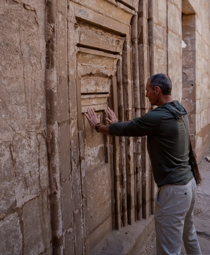 Meditating in a temple doorway