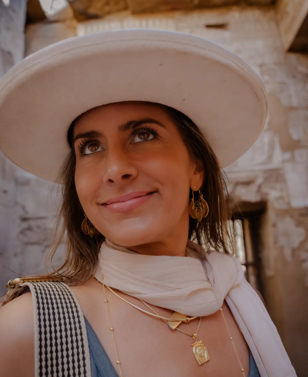 Deb Yager in her white hat in Egypt